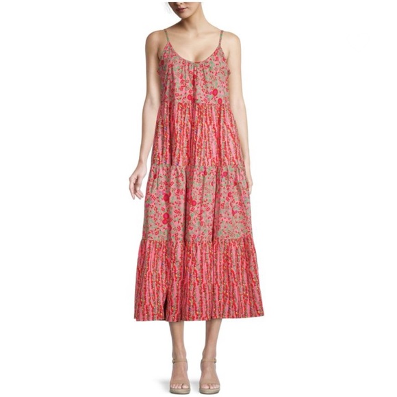 Chelsea & Theodore Tiered Print Maxi Dress - Picture 1 of 12